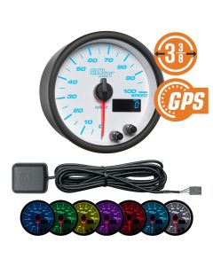 White 7 Color 3-3/8" 100 MPH In-Dash GPS Speedometer Gauge
